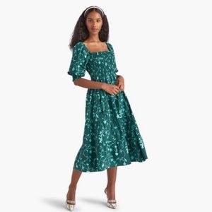 Hill House - The Nap Dress - Emerald Botanical Poplin - Size Small